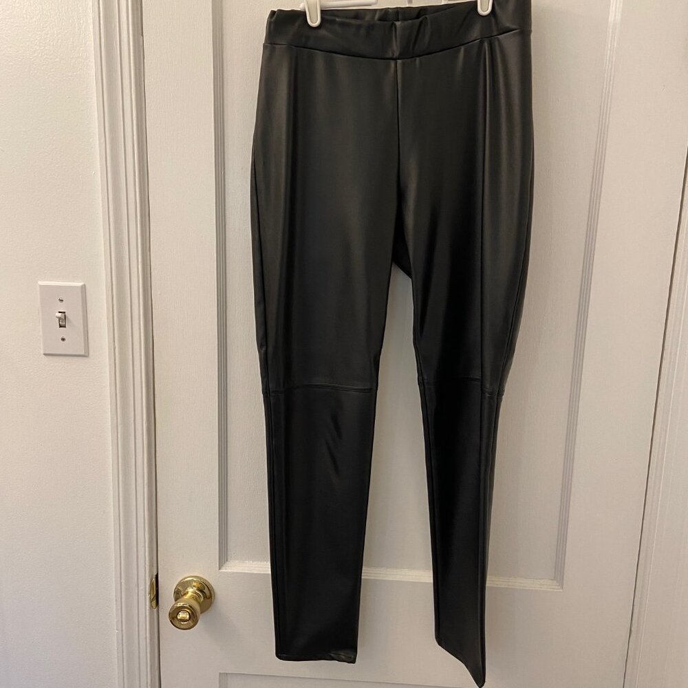 Wolford (England) Faux Leather Leggings, Size 10, Black